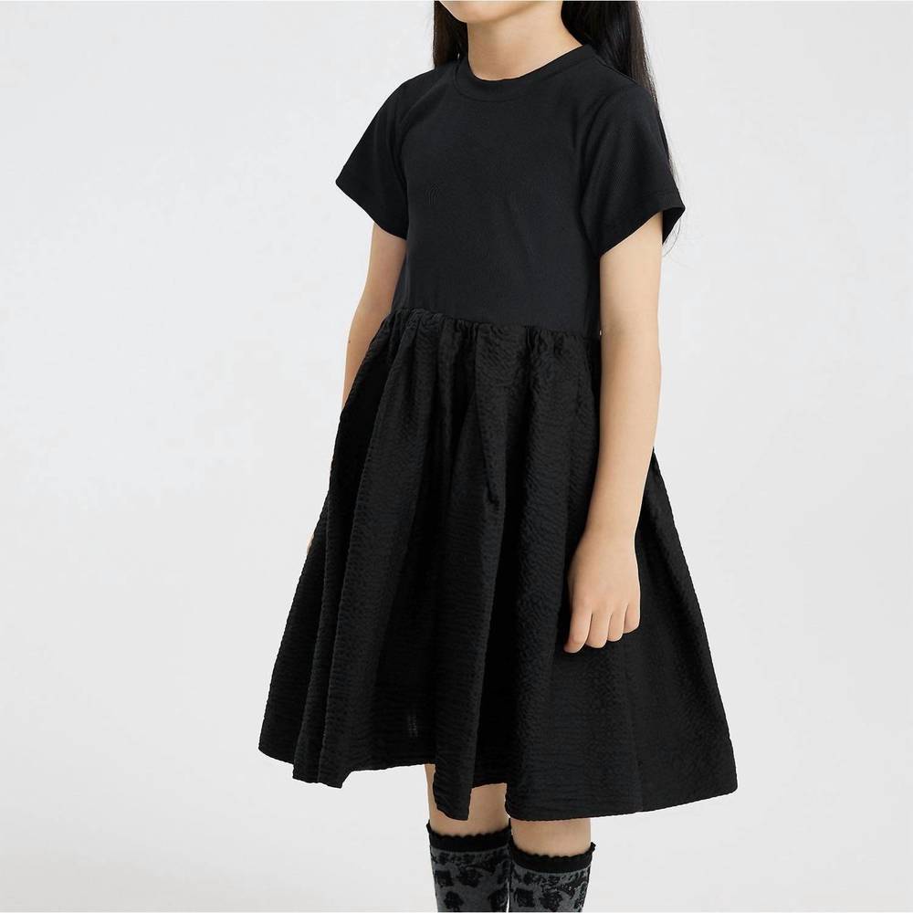 NEW JNBY kids waisted blouson loose pleat dress in coal